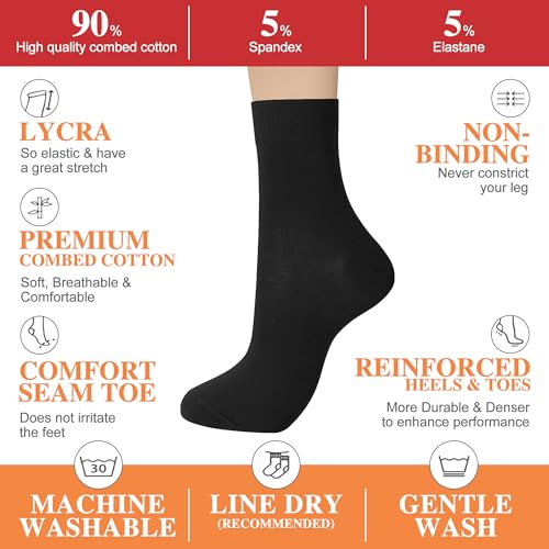 ATBITER Women's Thin Cotton Crew Socks - Soft Above Ankle Bootie Casual Dress Socks 6-Pairs With Gift Box‌3