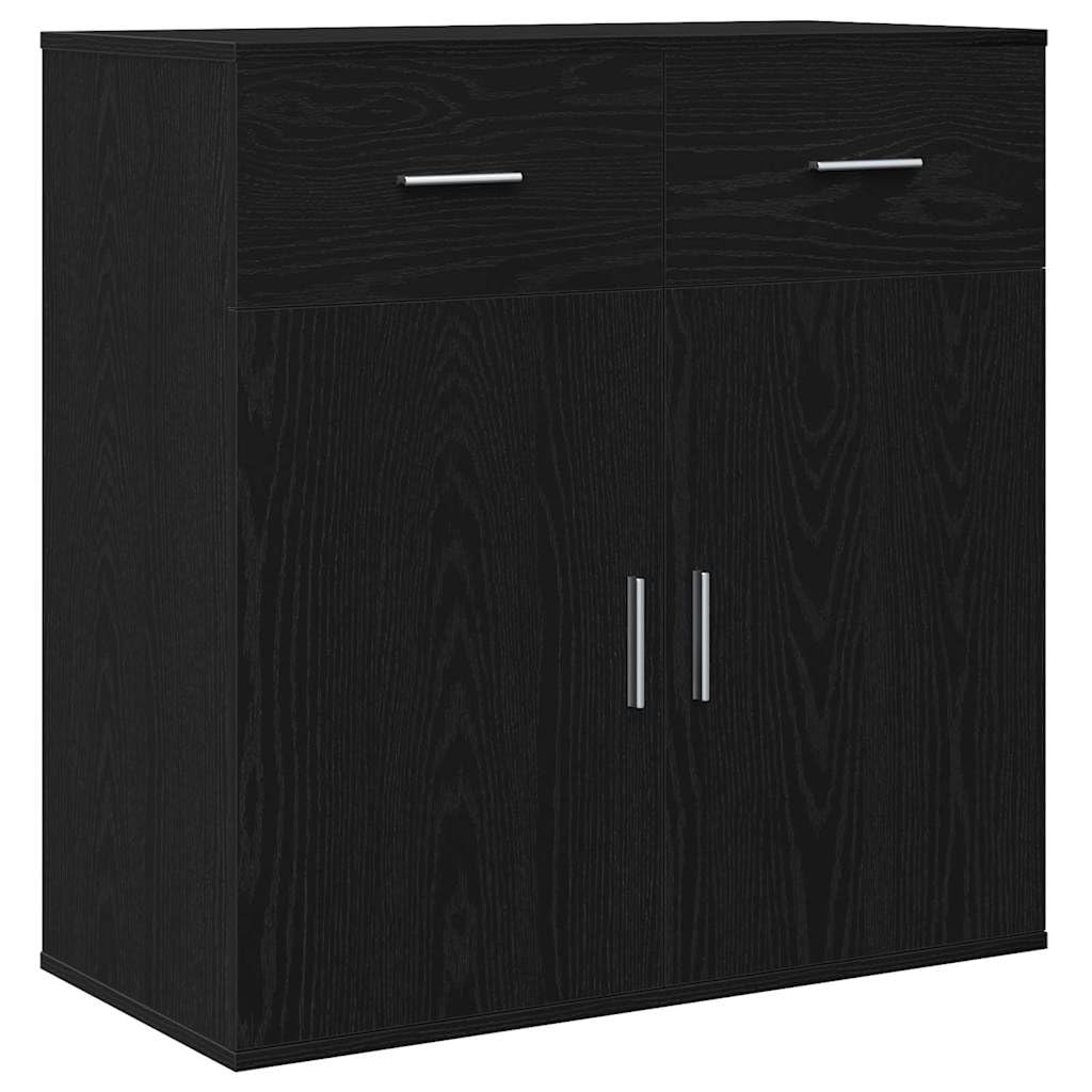 Credenza Rovere Nero 78 x 38 x 80 cm Legno Multistrato, Mobili,Armadietti e portaoggetti,Buffet e credenze, 28.45kg-871677