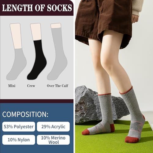 Image of Pleneal Wool Socks for Women - Womens Winter Warm Wool Sock Men Cozy Knit Boots Socks for Women
