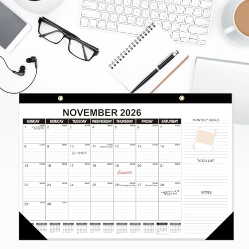Image of GuassLee Desk Calendar 2026-19-Month Desktop Calendar 17 inch x 11.5 inch Academic Paper Planner from Sept. 2025 to Mar. 2027 with Julian Date, Monthly Goals, To-do List, Notes for Home School Office