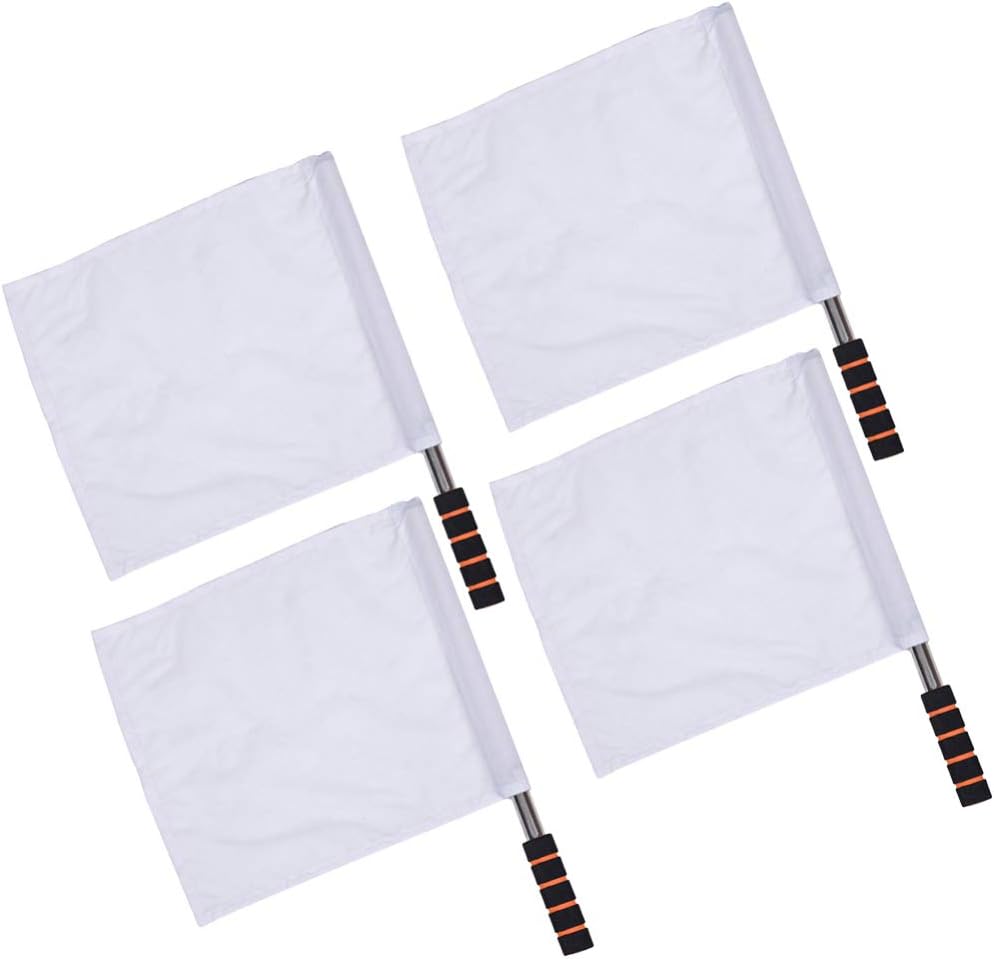 Sewroro 4pcs Sports Linesman Flags Referee Flag Flag Track and Field Events Flags with Stainless Steel Pole Stick (White) - Image 6