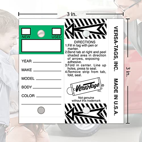Image of Versa-Tags 250 Per Box, Self-Protecting Paper Key Tags with Chrome-Plated Split Rings Perfect for Car Truck Or RV Dealers Top Stripe Green