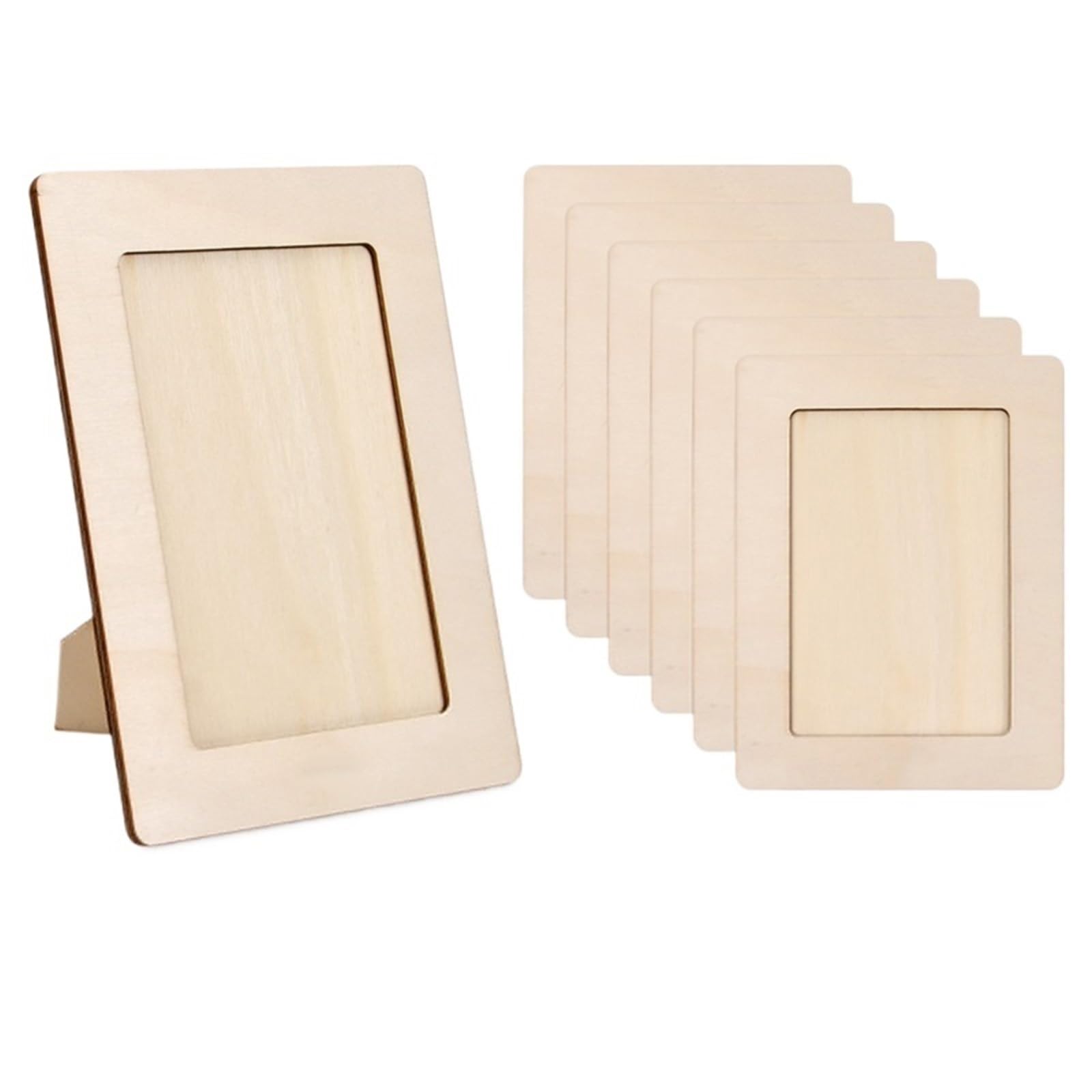 Wooden Picture Frames 8Pcs Wooden Picture Frames for Craft Unfinished Wood Photo Frames with Stickers DIY Crafts Painting Arts Projects(Color2)