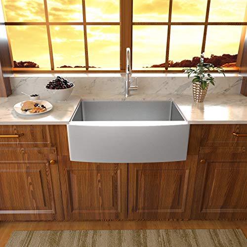 33 Farmhouse Sink Stainless Steel - Sarlai 33 Inch Kitchen Sink Apron Front Stainless Steel 16 Gauge Single Bowl Kitchen Farm Sink Basin #TOP1