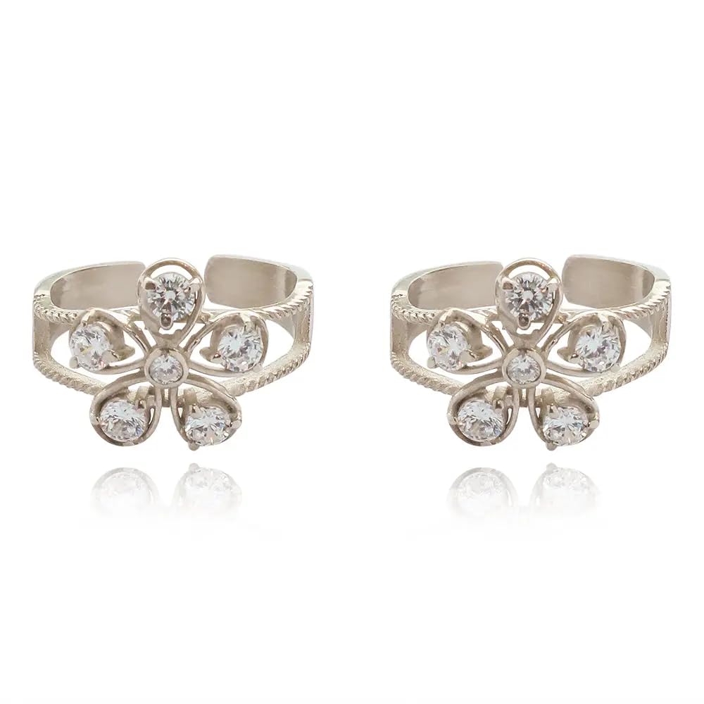 unniyarcha Silver 92.5 White Zircon Shining Toe Rings (Pair) For Women's Pure Silver 925, Sterling Silver Jewellery with Certificate of Authenticity & 925 Toe Rings for Women's Silver, God, Religion-picture-27
