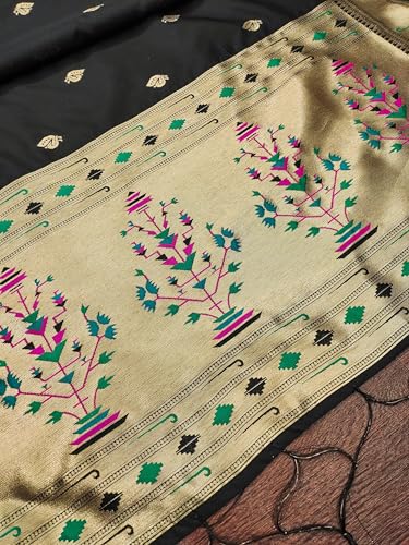 Image of DEVANGI Women's Woven Paithani Banarasi Silk Dupatta /Chunni For Women, Floral Print 1 Meter Wide and 2.3 Meter Length Printed Designer Dupatta /Chunni For Girls