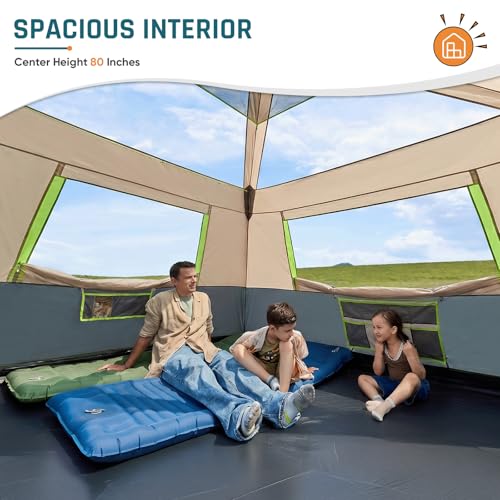 Image of 8 Person Instant Cabin Tent, Easy 60 Second Setup Family Tents for Camping, Pop up Camping Tent, Large Waterproof Tents for Outdoor Camping, Spacious Interior, Upgraded Ventilation