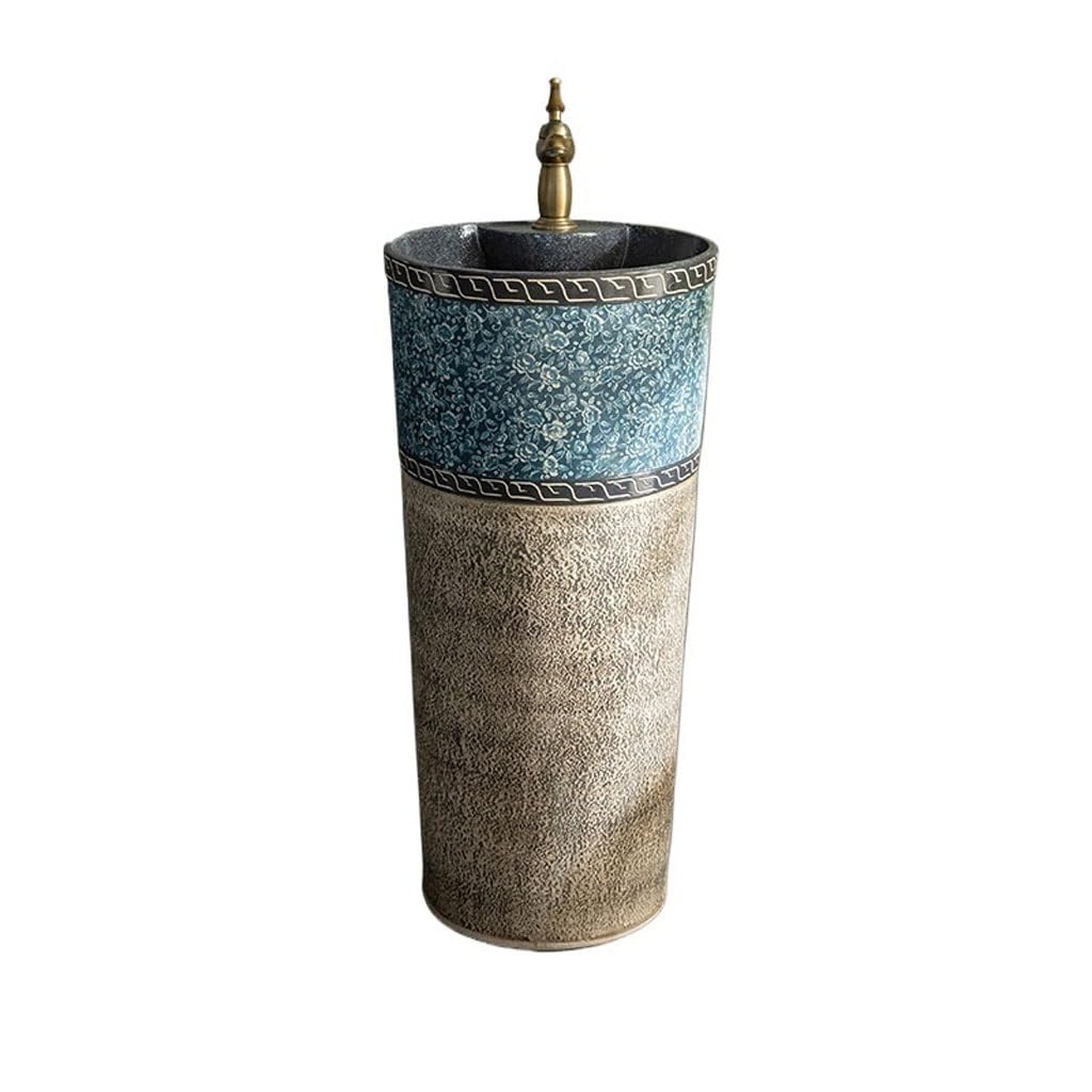 Kunyos A Bathroom Sink Retro Ceramic Pedestal Wash Basin Chinese Style Bathroom Pedestal Basin Wash Basin Bathroom Vanity