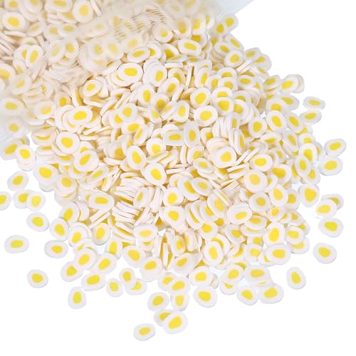 PATIKIL Polymer Clay Slices, 100g Poached Egg Slice Fruit Art Slices Food Polymer Clay for DIY Nail Decor, Crafts Making, DIY Filler Accessories, Yellow White