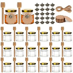 SXUUXB Hexagon Mini Honiggläser Set, 20 Stück