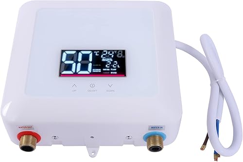Miniatura 5 de Calentador de agua eléctrico sin tanque de 5.5kw con control remoto, mini calentador de agua caliente instantáneo portátil, ajuste de temperatura de