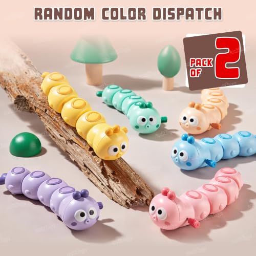 Image of Zest 4 Toyz Wind-Up Caterpillar Toy for Kids Insect Figurines Play Push Toy for Boys & Girls Random Color (Pack of 2)