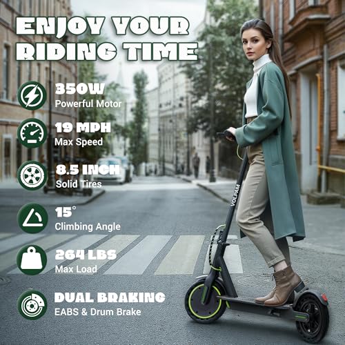 Image of Volpam Adult Electric Scooter, Max Speed 19 /21MPH, Up to 28 /21 /19 /15 /12 Miles Range, 500W /350WMotor Adult E-Scooter, Foldable Scooter with Dual Braking, Smart APP