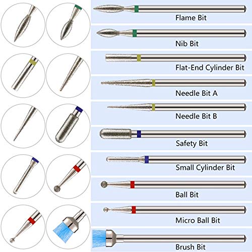 Firtink 20pcs Diamant Bits Set Nagelfräser Professioneller Schleifkörper Schleifkopf Nagelfräser Aufsätze Set für… – Bild 3