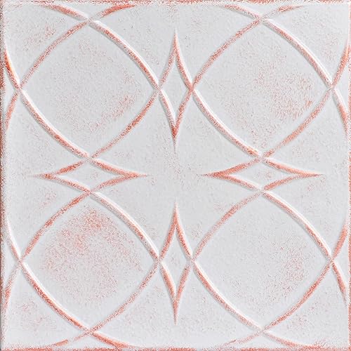 A La Maison Ceilings R82 Circles and Stars Foam Glue-up Ceiling Tile (259.2 sq. ft./Case), Pack of 96, White Washed Copper