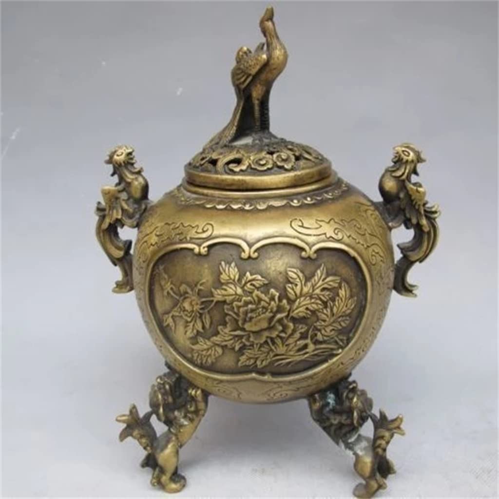 美品】銅製 麒麟 鳳凰 香炉 置物 入れ物 【公式通販】