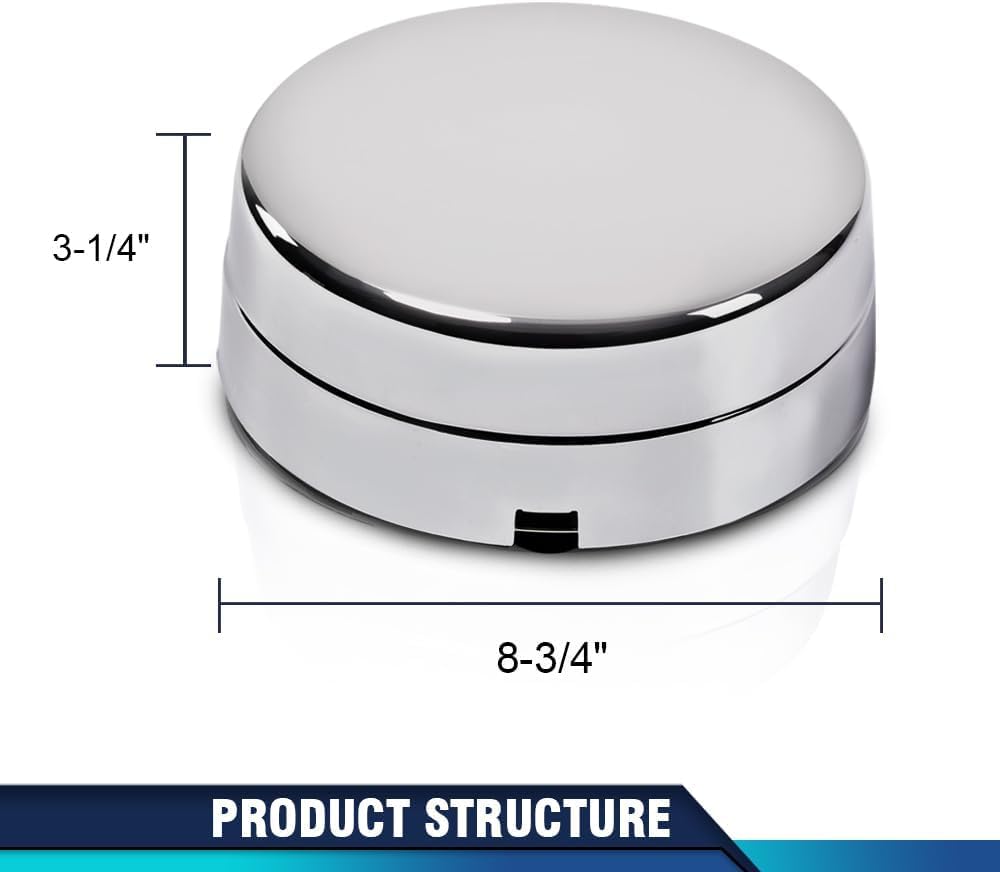 PIT66 Rear Wheel Center Hub Cap, Compatible with Dodge Ram 3500 2003-2017 1-Ton Dually 8-Lug 5 Slot 17" Steel Chrome Rear Wheels Pair 560-8010