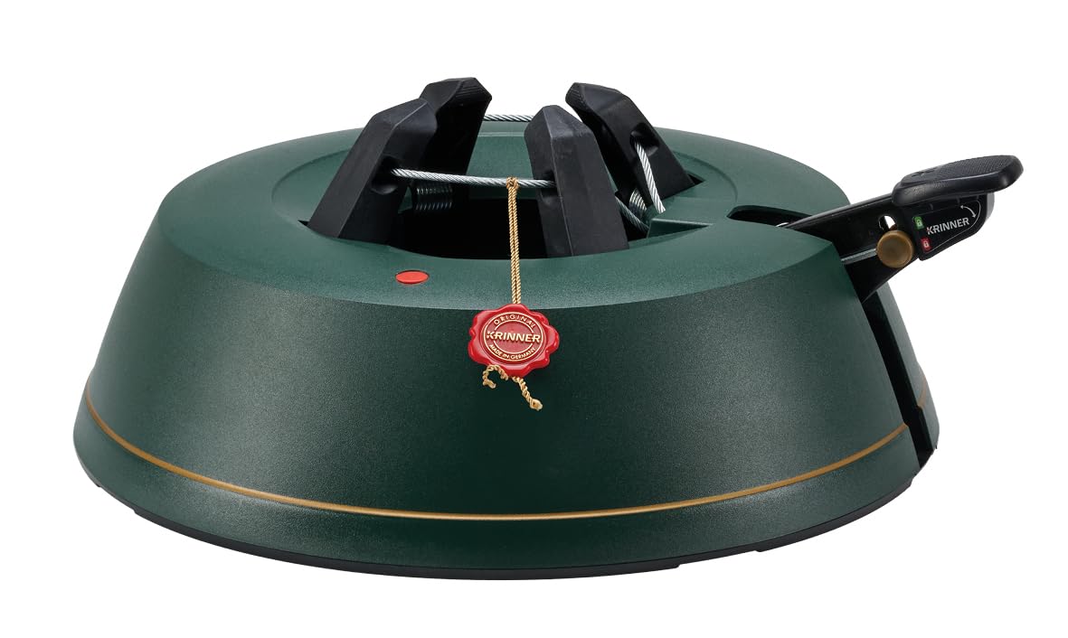 Krinner Weihnachtsbaum Christbaumständer Comfort M Grün 36cm inkl. Fußpedal-und Einseiltechnik für Baumhöhe bis 2,5m MADE IN GERMANY
