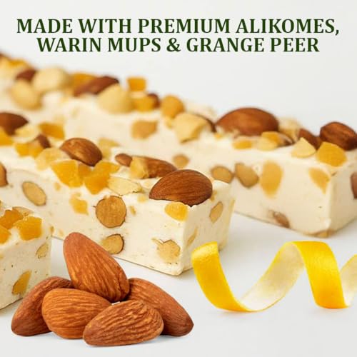 Andy Anand Chocolatier Nougat Candy – Soft Orange Peel Brittle with Roasted Almonds & Wildflower Honey from Spain – Gluten Free, Vegan, Dairy & Soy Free Gourmet Snack, 7 Oz Box
