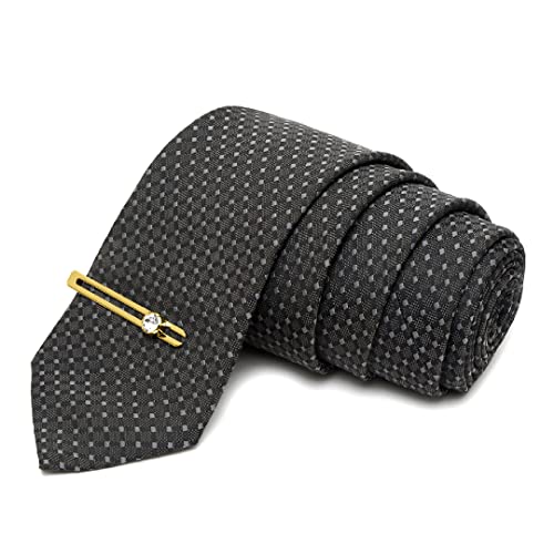 Image of LOUIS STITCH Mens Silk NeckTie Golden Tiepin Gift Combo Set With Pocket Square Cufflinks Brooch Tie Golden Tiepin (Suit Accessories) (Britain)