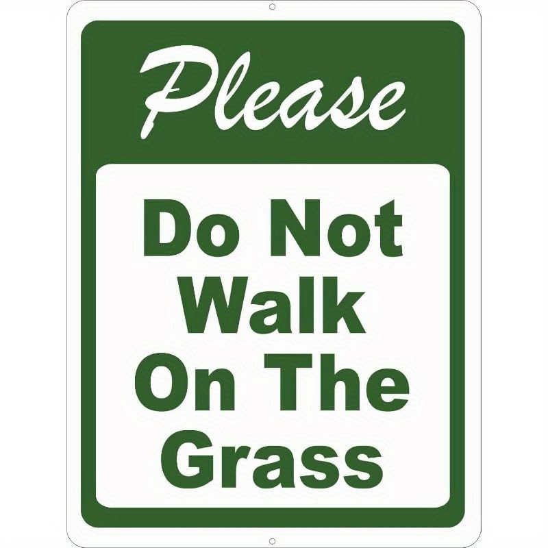 Please Do Not Walk On Grass Metal Sig, No Walking On Lawn Yard, Sturdy Aluminum Sign for Home, Garden, Front Door, Driveway Decor, Outdoor Signage 14x20 CM