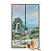 MAGZO Magnetic Screen Door 32 x 80, Reinforced Fiberglass Mesh Curtain Patio Door Mesh with Full Frame Hook&Loop Fits Door Size up to 32"x80" Max-Grey