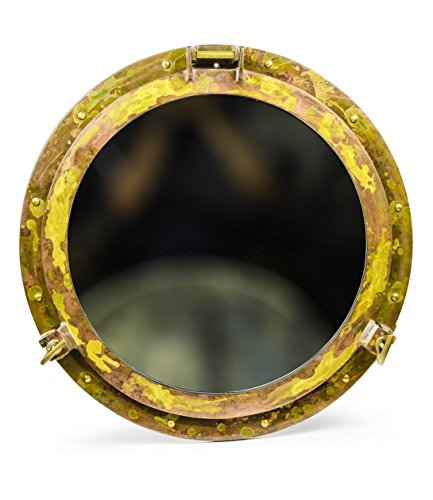 Nagina International Antique Brass Porthole Mirror | Maritime Ship's Decor | Wall Hanging (11 Inches)