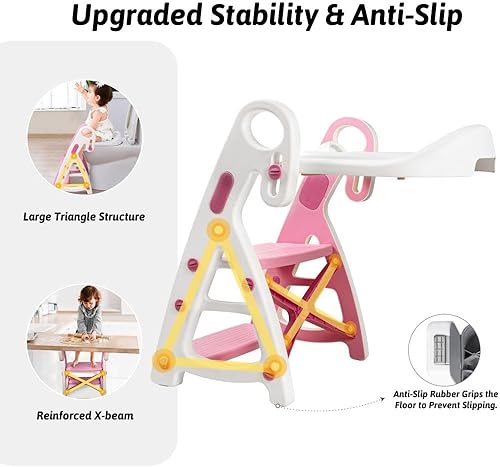 Miniatura 3 de Asiento de entrenamiento para ir al baño asiento de baño 2 en 1 para inodoro y cuarto de bebé, taburete para fregadero con escalera ajustable en