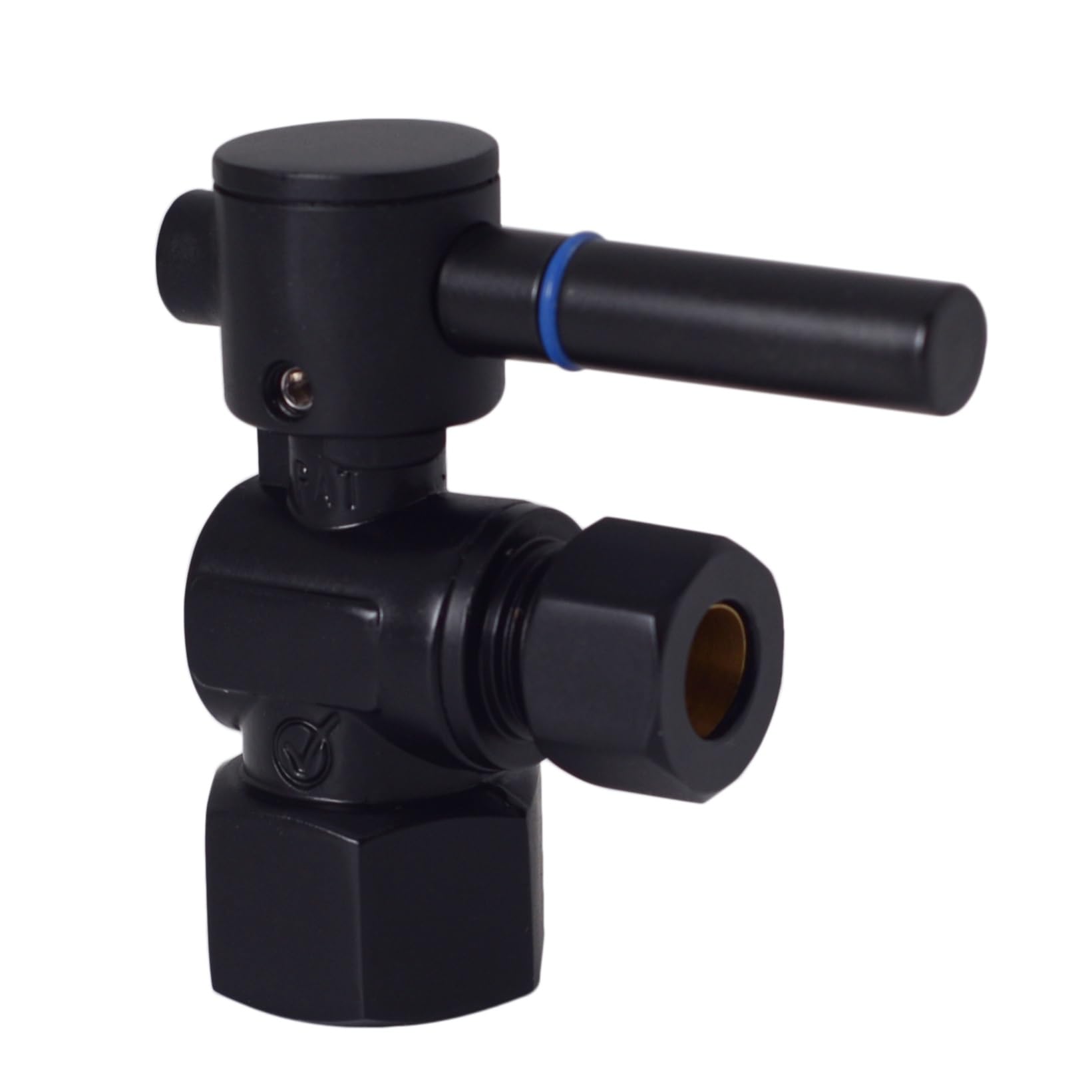 Westbrass D103BL-62 Valvola di arresto angolare con maniglia a leva da 1/4 di giro, 1/2" IPS x 3/8" OD, nero opaco
