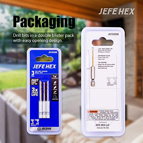 Jefe Hex 1/16" Hss Drill Bit Titanium Coated Twist Drill Bit. Hex Shank Regular Drilling Tools, 135 Degree Split Point, Ideal For Steel, Copper, Aluminum, Zinc Alloy, Wood, Plastics. (Pack Of 3) #TOP3