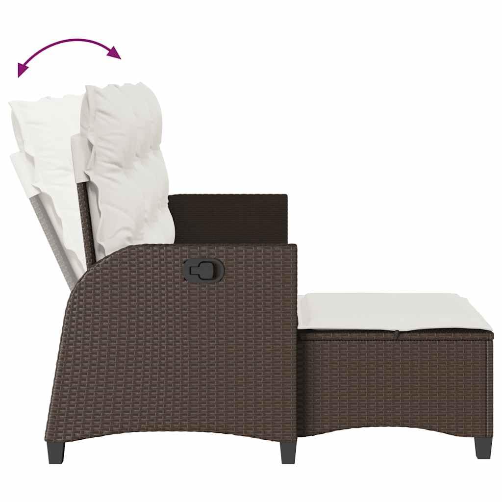 vidaXL Sofá de jardín reclinable con Cojines en Forma de L marrón, sofá de Exterior, sofá de jardín reclinable, sofá de jardín en Forma de L