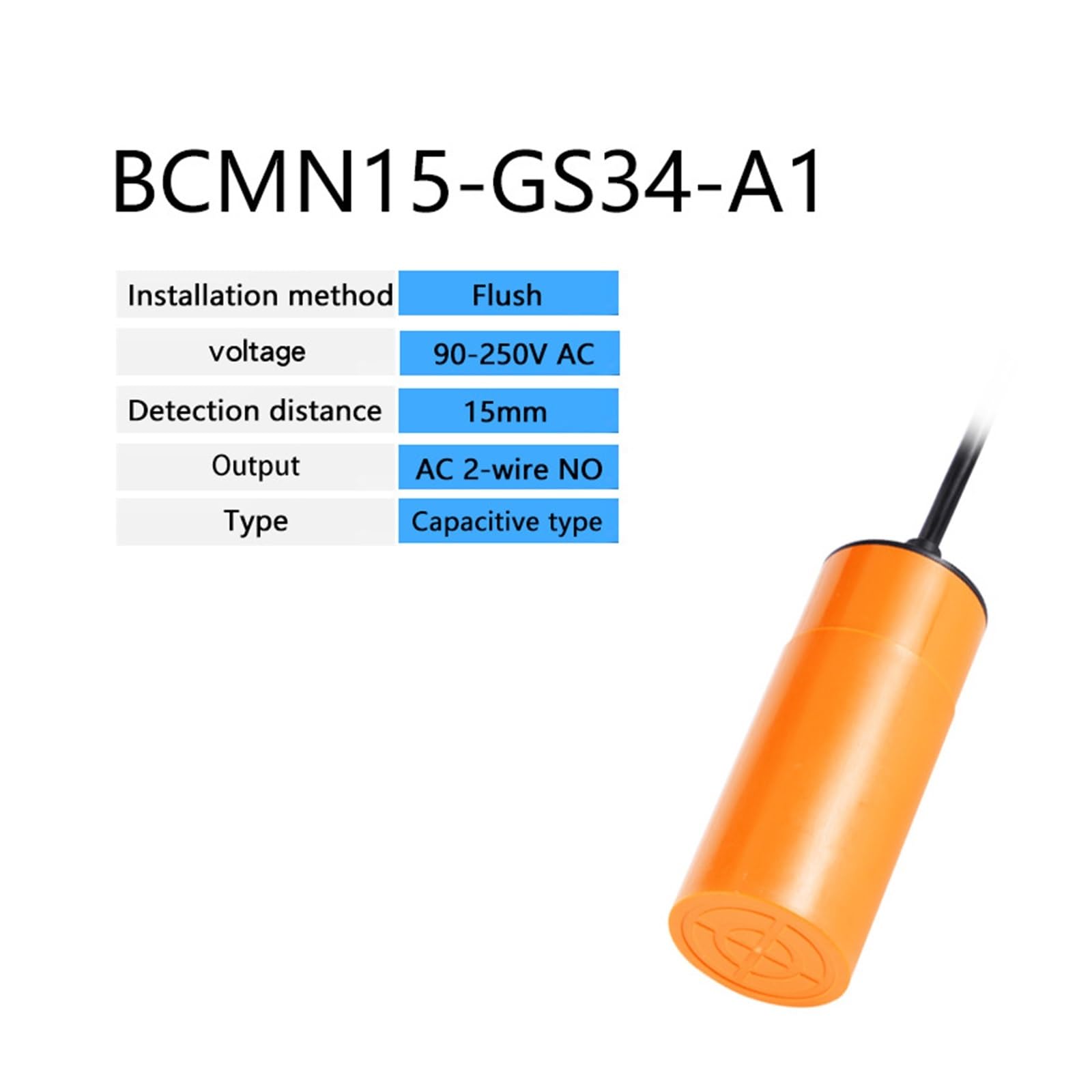34 mm Durchmesser Gewindeloser kapazitiver Näherungssensor NPN PNP NO NC Vorschubsensor DC10-30V Näherungsschalter(AC 2-WIRE NO)