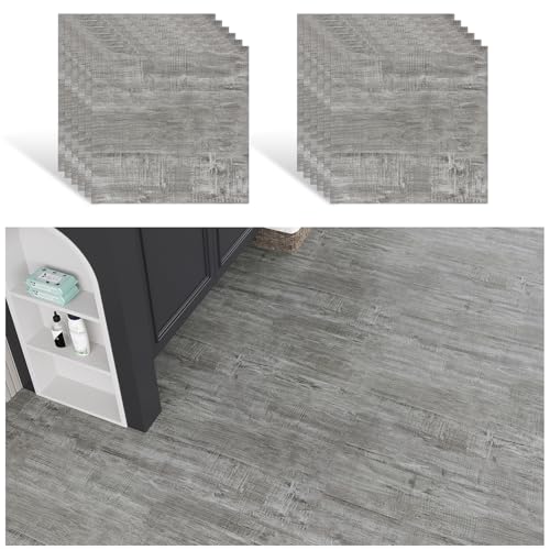 VEELIKE Suelo Vinilo Autoadhesivo Hormigón Retro Vinilo Suelo Cocina Vinilos Baño Azulejos Impermeable Suelo Vinilo Autoadhesivo Baño Vinilo Suelo Dormitorio Comedor Garaje 1.5mm 30cm×30cm 12 Piezas