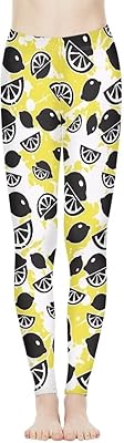 Hawapod Lemon Fruits Print Athletic Leggings for Women Plus Size Workout Capris Women Gym Sport Running Walking Casual Low Rise Yoga Pants