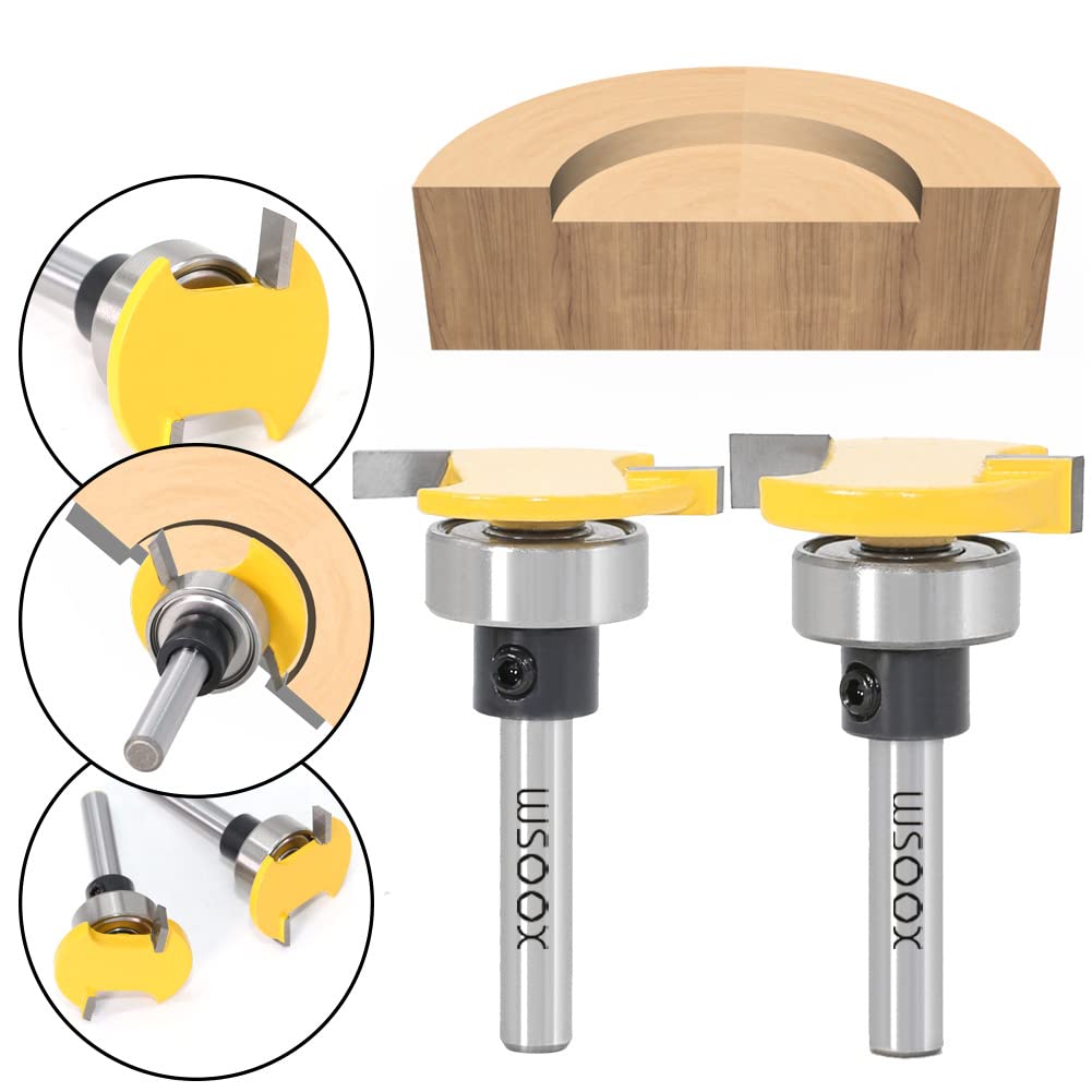 Top Bearing Slot Cutting Router Bits Set Biscuit Bit and 1/4 Cutting Height Undercut Bit with 3 Different Size Bearings for Decking Board Installing,Slotting, Biscuiting,Surfacing,Rabbetting. — Amazon image 5