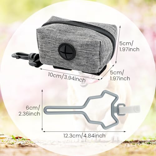 2pcs Dog Poop Bag Holder with 2 Hands-free holder Poop Bag Dispenser Pet Dog Waste Bag Dispenser Leash Attachment Fits Any Dog Leash for Dog Cat and Other Pets(Gray)