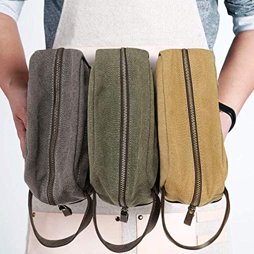 S-ZONE Oversized Leather Canvas Duffel Shoulder Weekender Mens Overnight Bag/Mens Travel Case Dopp Kit Small Shaving Toiletry Bag Makeup Organizer Insert
