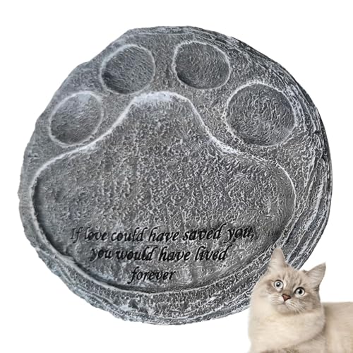 Anulely Placas conmemorativas para lápida grabada con Huellas de Mascotas, Piedra Conmemorativa de Mascotas, Piedra Conmemorativa de Resina, Piedra para Tumba de Perro para pérdida de Mascotas, Gato