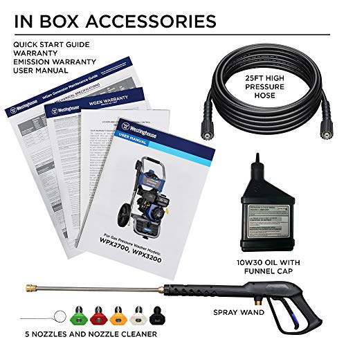 Westinghouse Outdoor Power Equipment WPX3200 Gas Powered Pressure Washer 3200 PSI and 2.5 GPM, Soap Tank and Five Nozzle Set, CARB Compliant