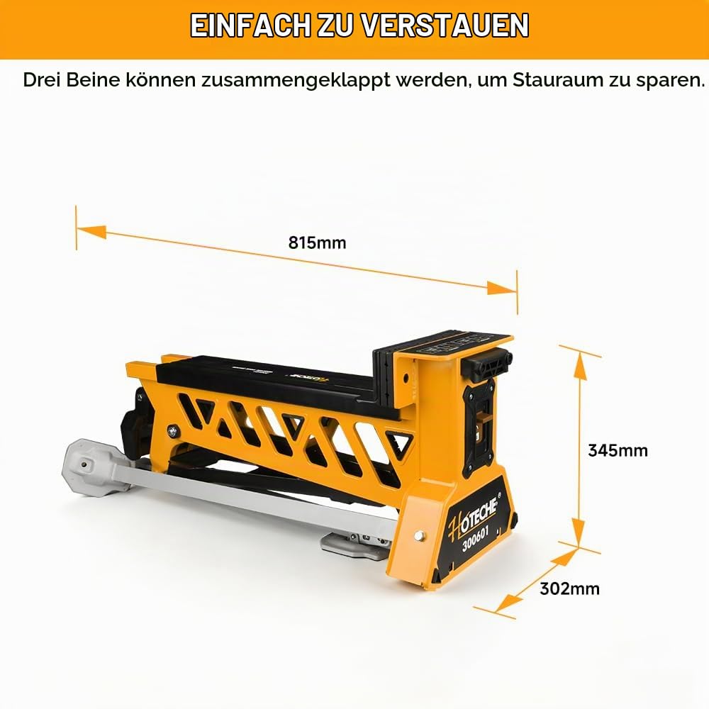 Hoteche Mobile Klappbare Werkbank, 250KG Traglast, 0-950MM Spannbereich, Gelb-Silber-Schwarz, Papiertütenverpackung