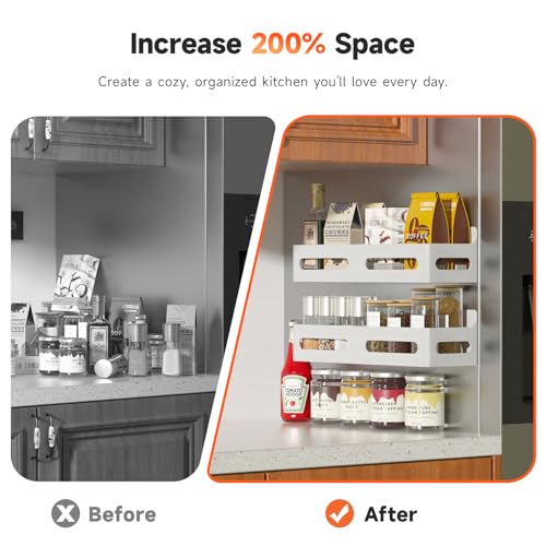 Image of Sevenblue 2-Pack Magnetic Spice Rack for Refrigerator with Hooks, White