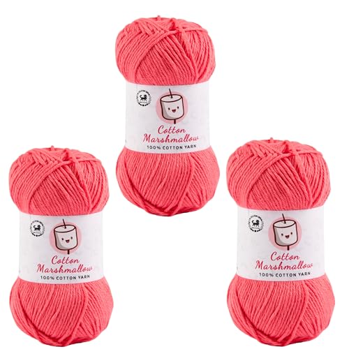 Image of NESTNHAVEN Cotton Marshmallow 100% Cotton Yarn - (50 g, 130 m) - Luxury Yarn for Crochet, Amigurumi, Embroidery, Toys, Garments, Flowers and Hobby Projects (Coral Pink) |