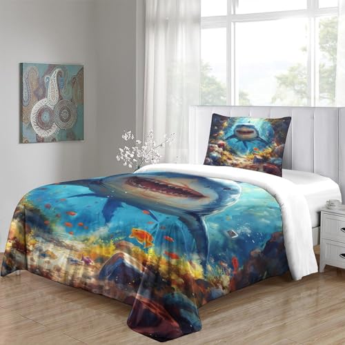 Housse de couette Requin Blanc infroissable et douce contre la transpiration nocturne - 4