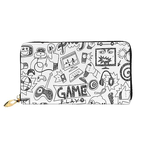 FEETOX Portefeuille long en cuir pour jeux vidéo pour garçons, Noir , Taille unique