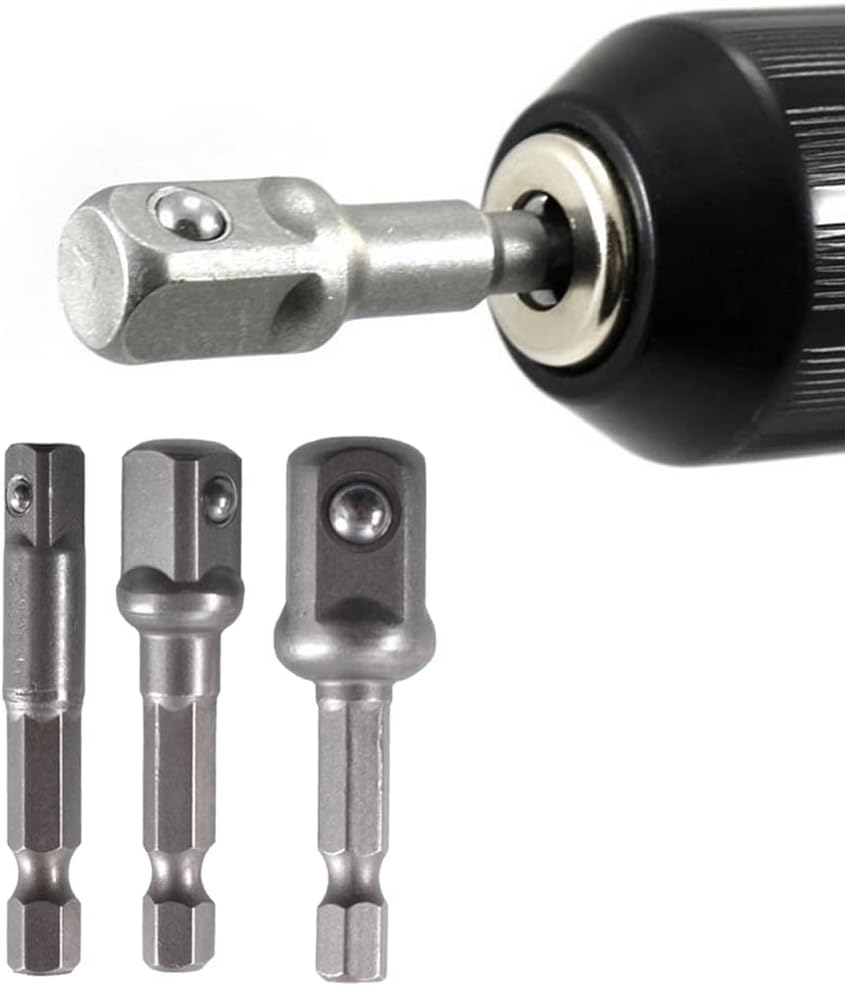 3 Pcs 1/4 3/8 1/2 Bit Socket Adapter Rotatable For Cordless Drill Ratchet Extension Socket Wrench Adapter Set