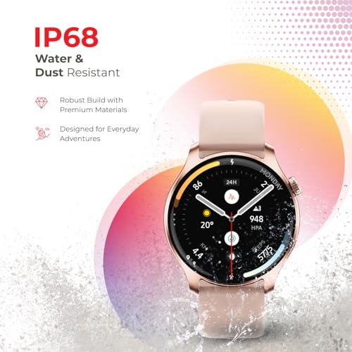 Image of Nervfit Orion S1 Smartwatch with 1.43 inch AMOLED Display, Functional Crown Control, Bluetooth Calling, AI Voice Assistant, IP68 Waterproof, Heart Rate & SpO2 Monitor, and 100+ Sports Modes - (Rose Gold)