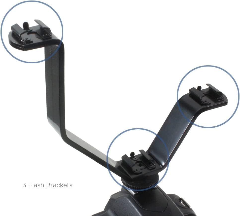 VILTROX V-Bracket 5"/12.5cm V-Shape Triple 3 Universal Cold Shoe Hot Shoe Mount Bracket for DSLR Camera with LED Video Light, Microphone, Monitor, Flash, Good for Video Photography