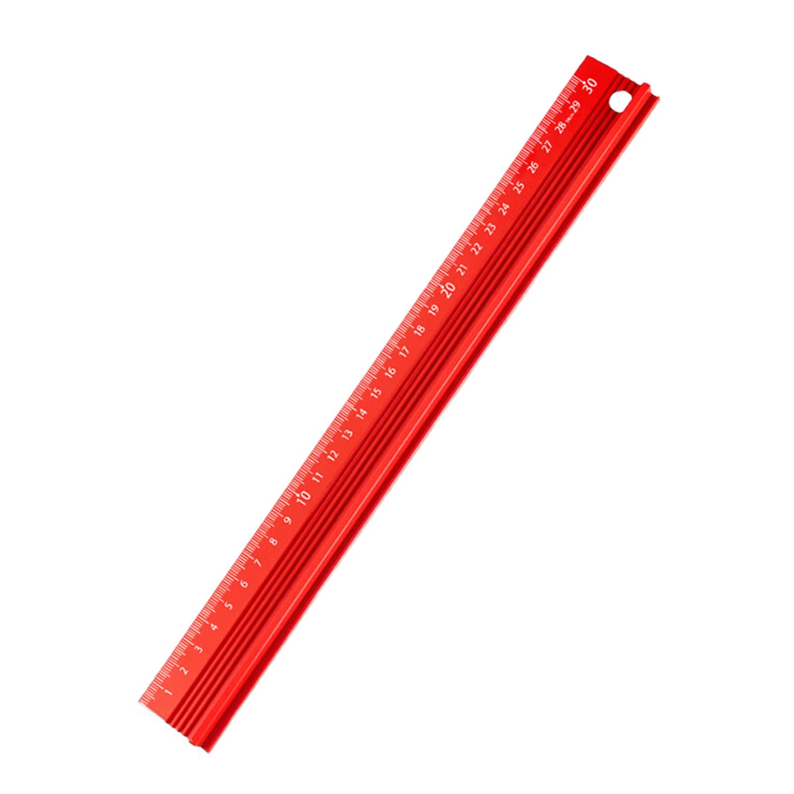 Zbiianxer Red Professional Thickened Aluminum Ruler 3 Size For Accurate Measurement & Smooth Cutting In Crafting & Construction Aluminum Measuring Ruler