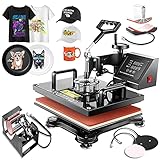 5 in 1 Heat Press Machine,360-degree Rotation Digital Combo12' x 15' Multifunctional Swing Away Digital Sublimation Heat Transfer Machine for T-Shirts, Hat, Mug, Mouse Pads, Tablecloth