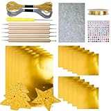 Prägefolie Set Gold Und Silber, Bastelfolie Zum Prägen Gravieren Und Bemalen, Prägefolie Set Dekorativ, Foil Karton Goldfolie Zum Basteln Für Kinder Erwachsene, Für Kunstprojekte, Weihnachtsdeko